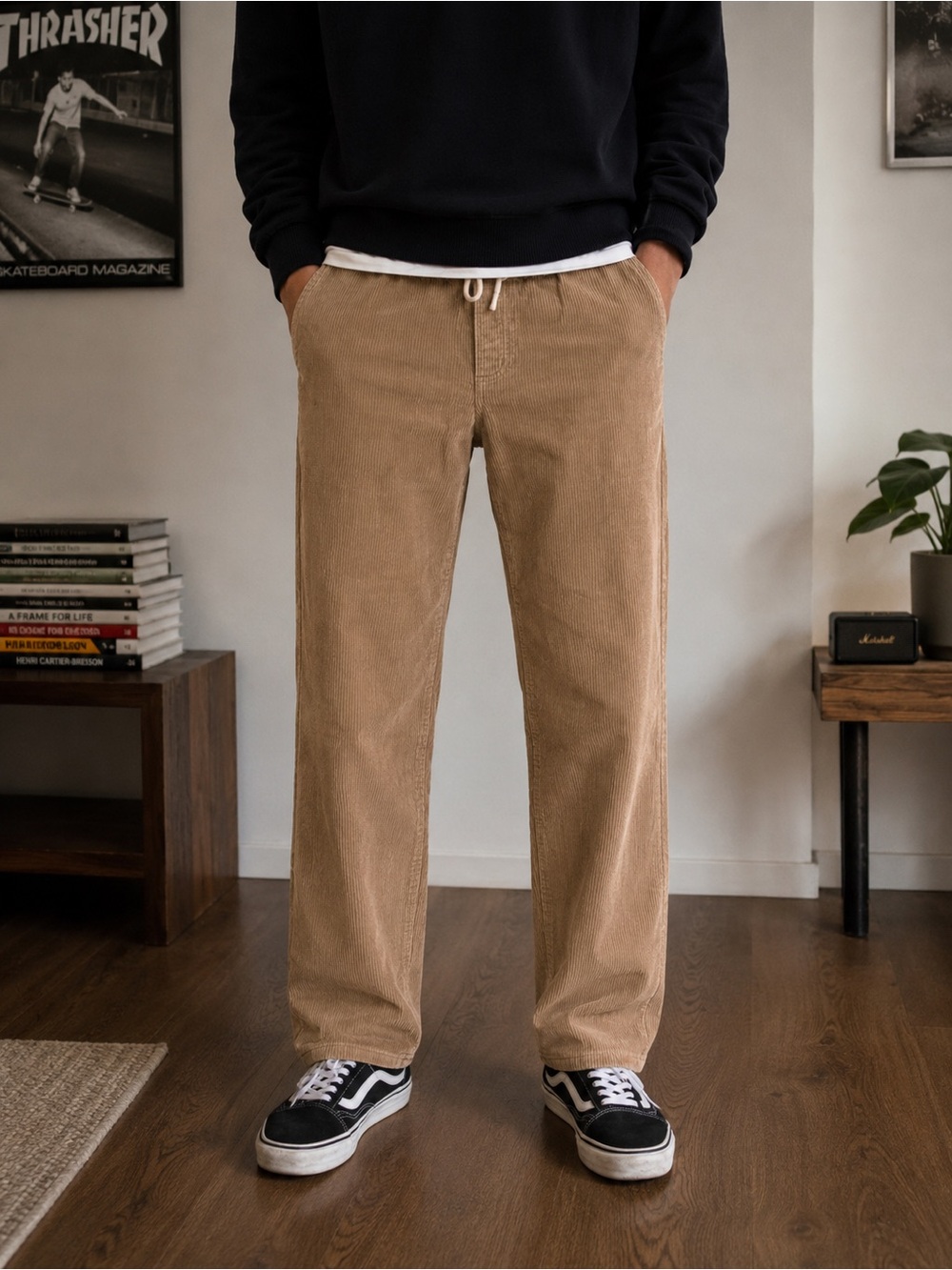 RSQ Men's Corduroy Drawstring Pants in Tan